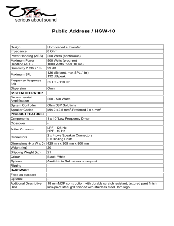 Public Address / HGW-10 | Manualzz