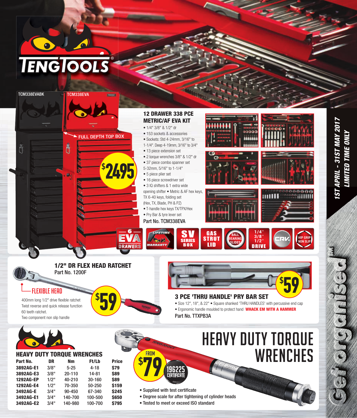Tool control system Ttxpb3A TTXPB3A Teng Tools 3 Piece Pry Bar Set