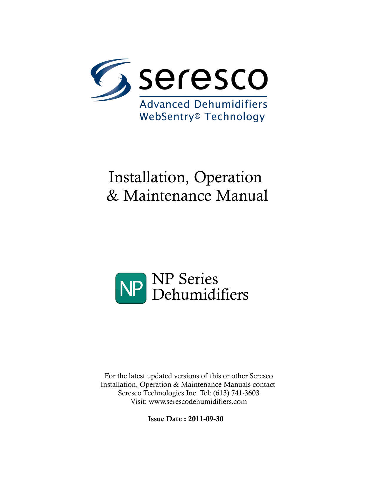 Cover Page - NP Series - Seresco Dehumidifiers | Manualzz