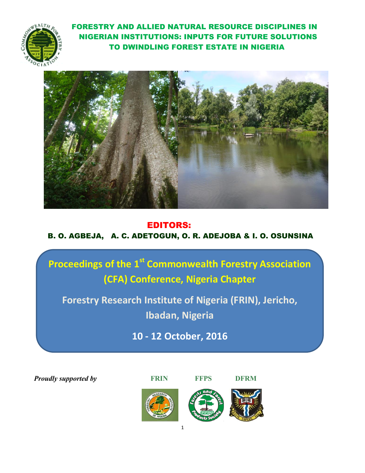 CFA) Conference, Forestry Research Institute | Manualzz