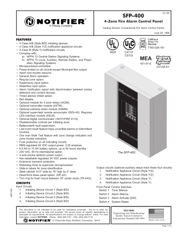 Notifier SFP-400 Data Sheet | Manualzz