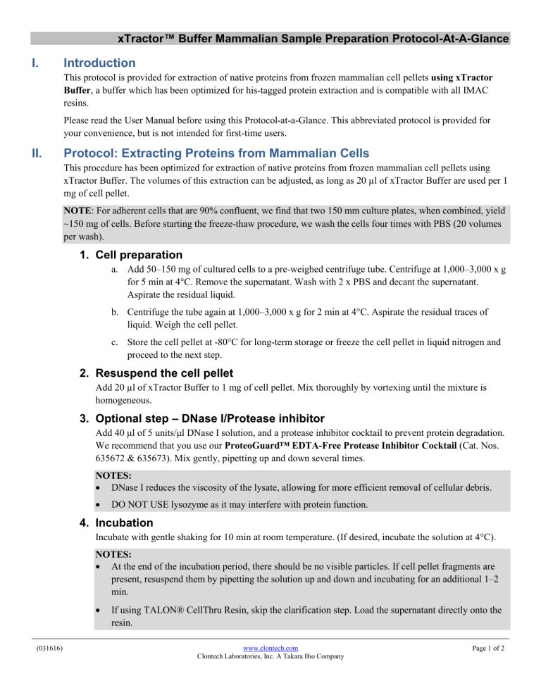 xtractor clontech buffer