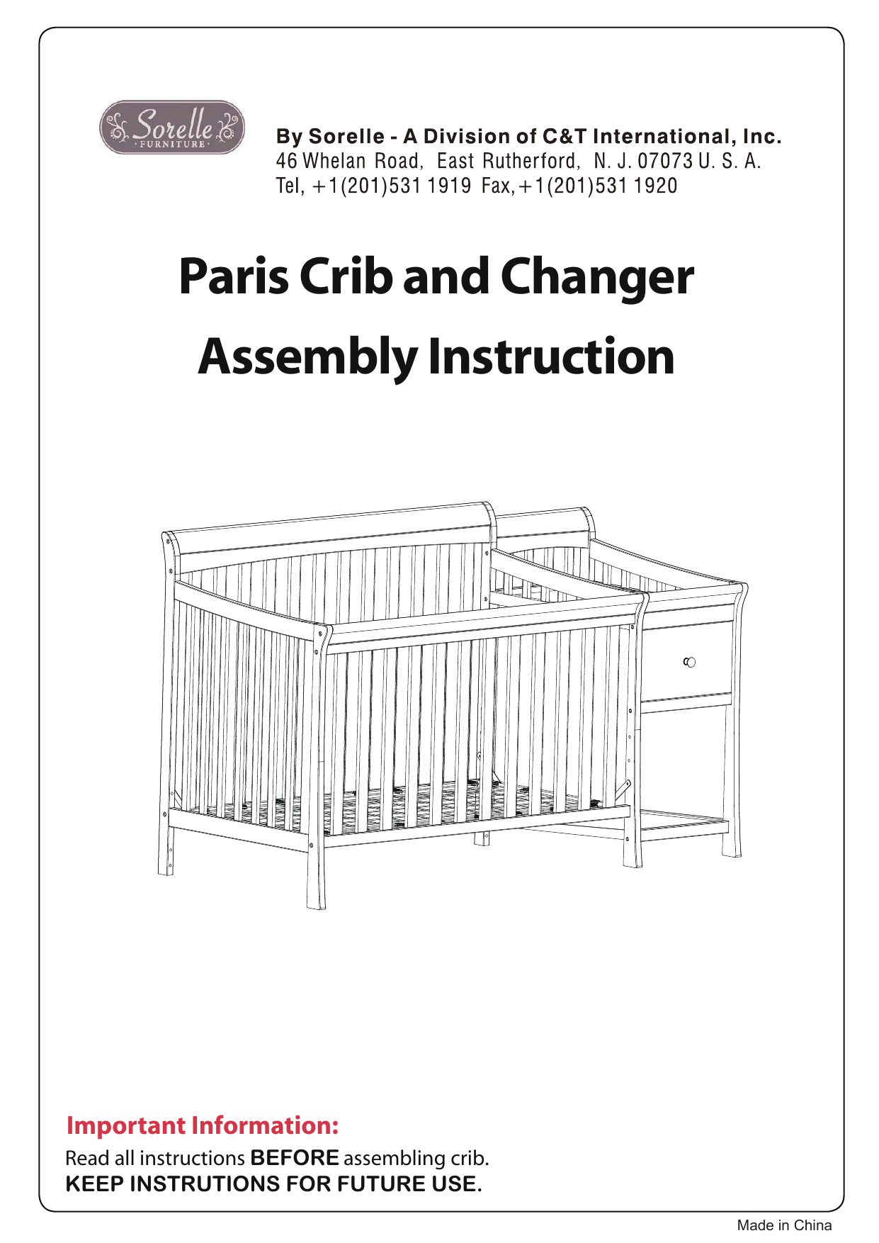 Sorelle brittany crib 2024 and changer instructions