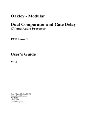 Oakley Dual Comparator and Gate Delay Modular User's Guide | Manualzz