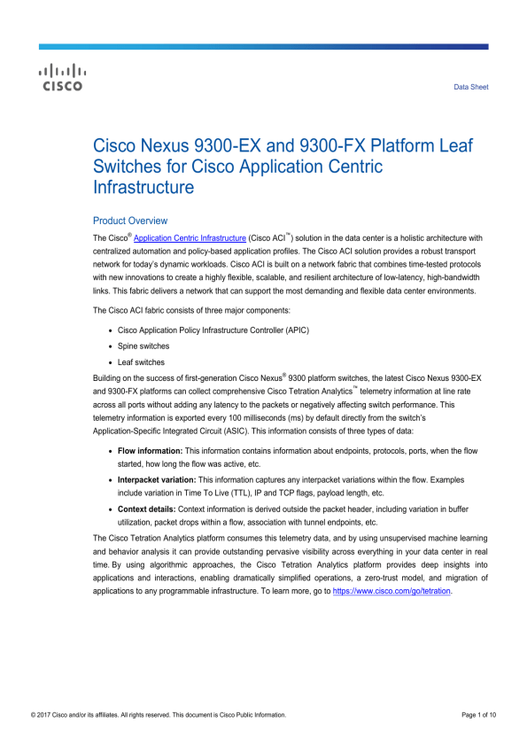 Cisco Nexus 9300 Ex And 9300 Fx Platform Leaf Switches For Manualzz