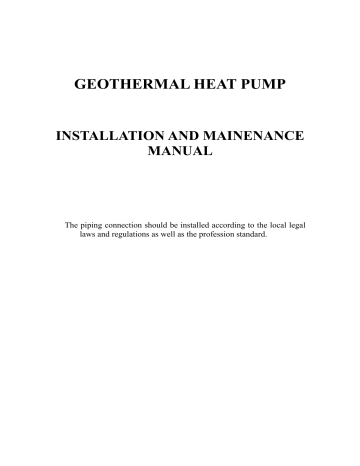 GEOTHERMAL HEAT PUMP | Manualzz