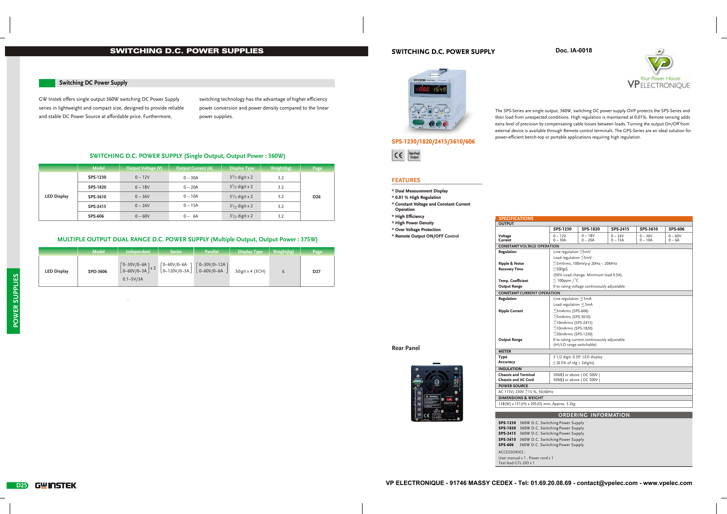 Sps 1230 1280 2415 3610 606 Switching D C Power Supply 360 Manualzz