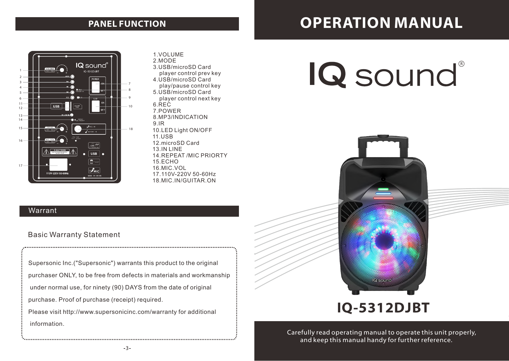 iq sound 3212djbt manual