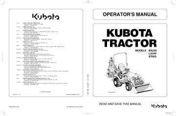 Kubota BT603 Operator's Manual | Manualzz