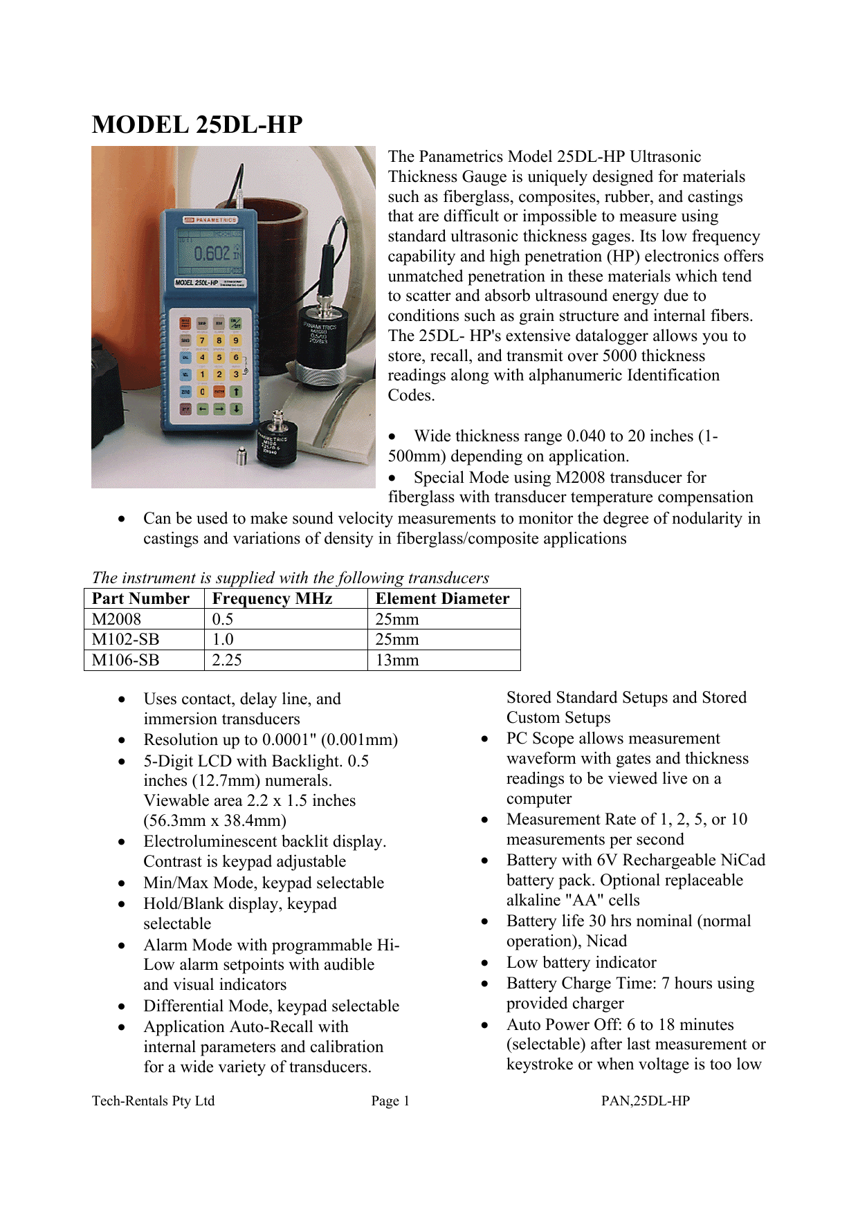Panametrics 25DL-HP | Manualzz