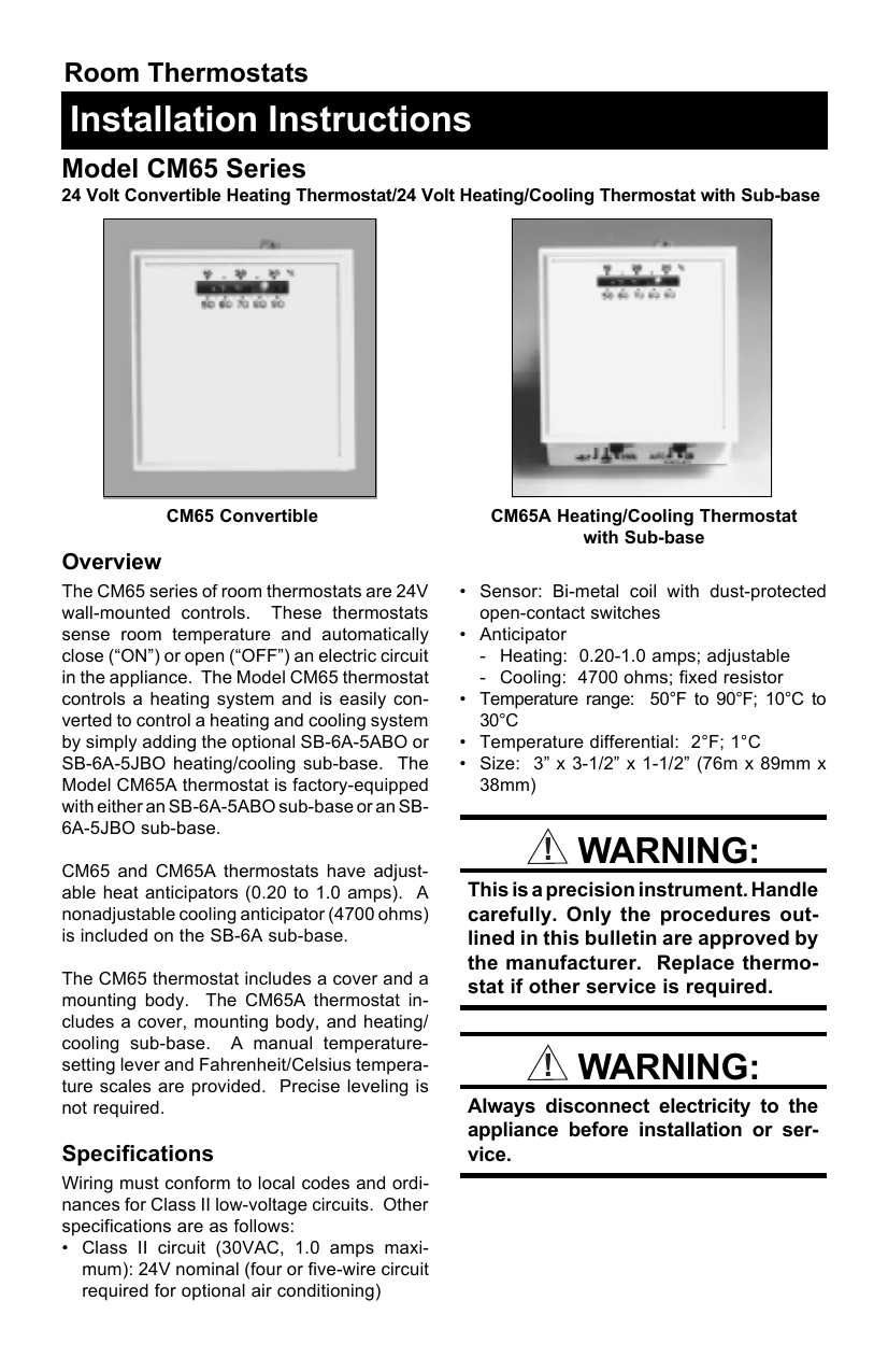 Intertherm Cm Thermostat For E2 Installation Guide Manualzz