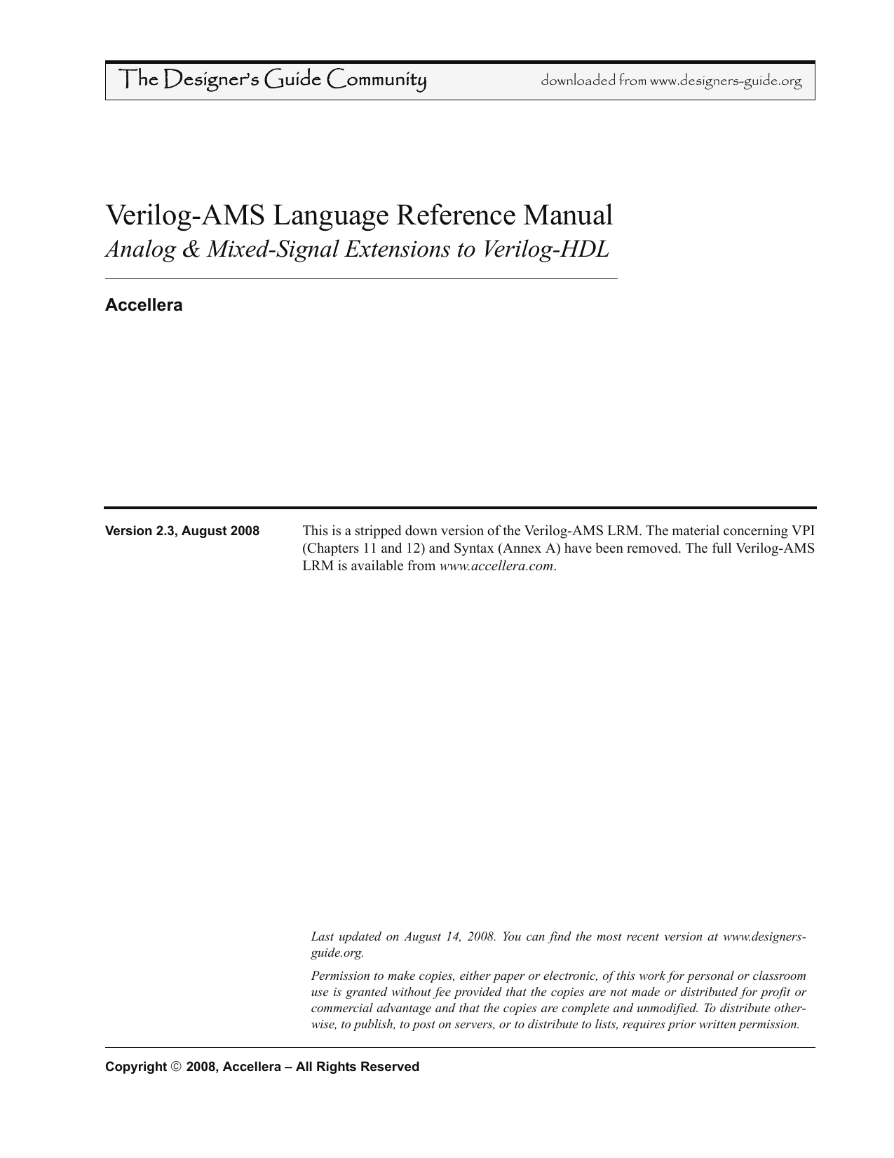 Verilog Ams Language Reference Manual Manualzz