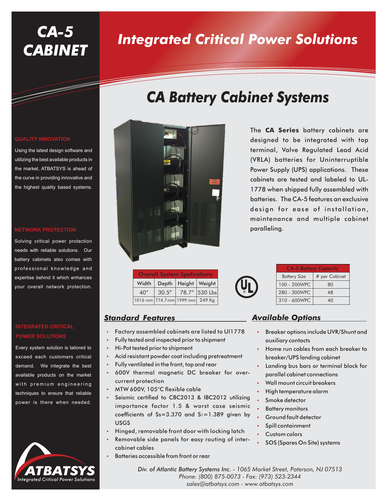 Ca5 Cut Sheet Cdr Atlantic Battery Systems Manualzz Com