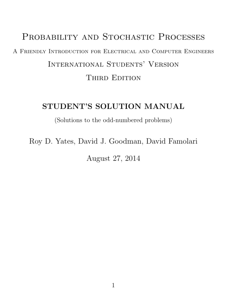 Probability And Stochastic Processes Manualzz