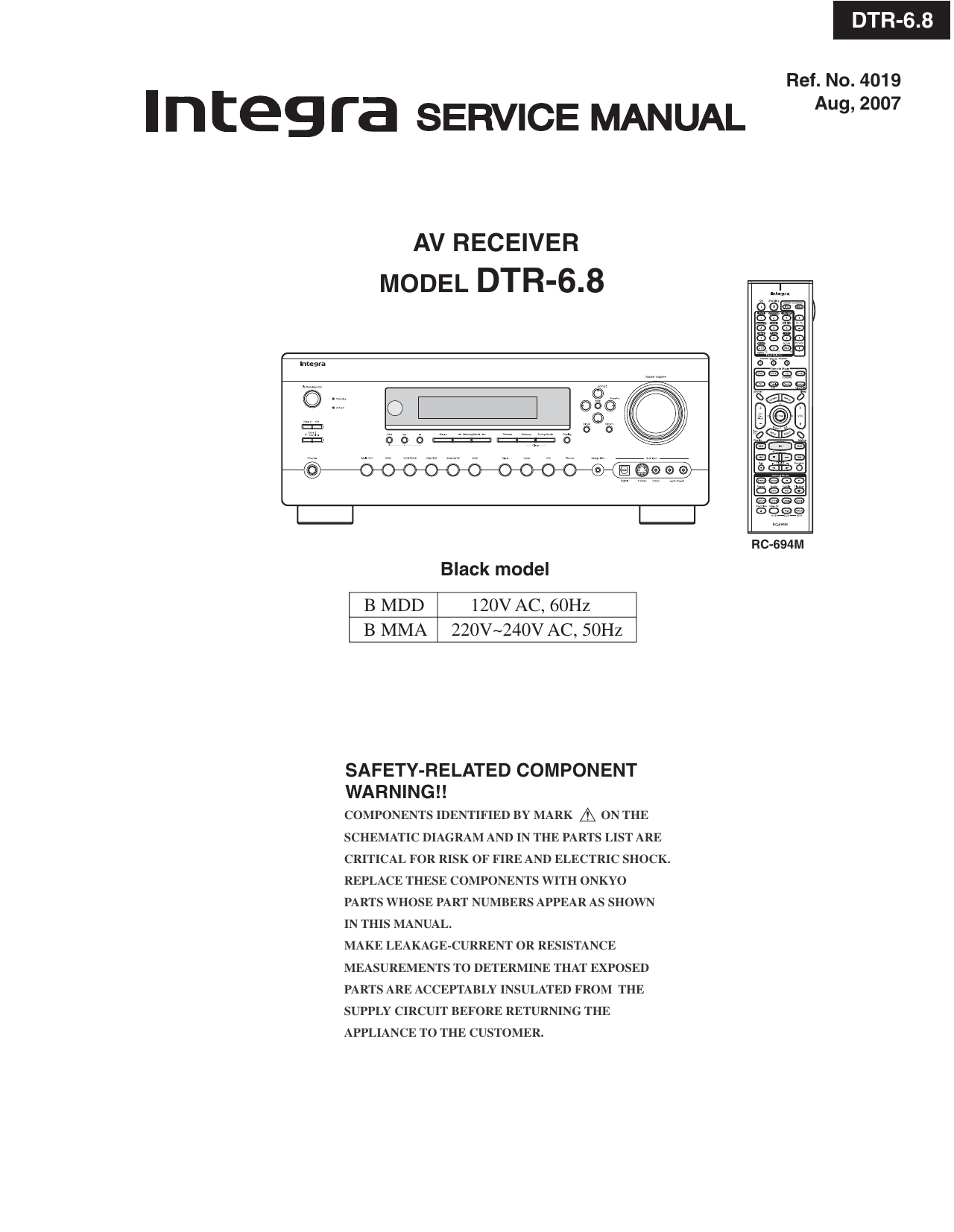 Service Manual Model Dtr 6 8 Manualzz