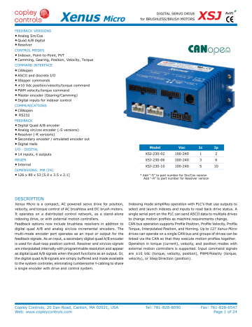 Xenus Micro datasheet | Manualzz