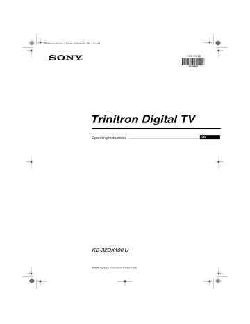 Sony KD-32DX100U Flat Panel Television User manual | Manualzz