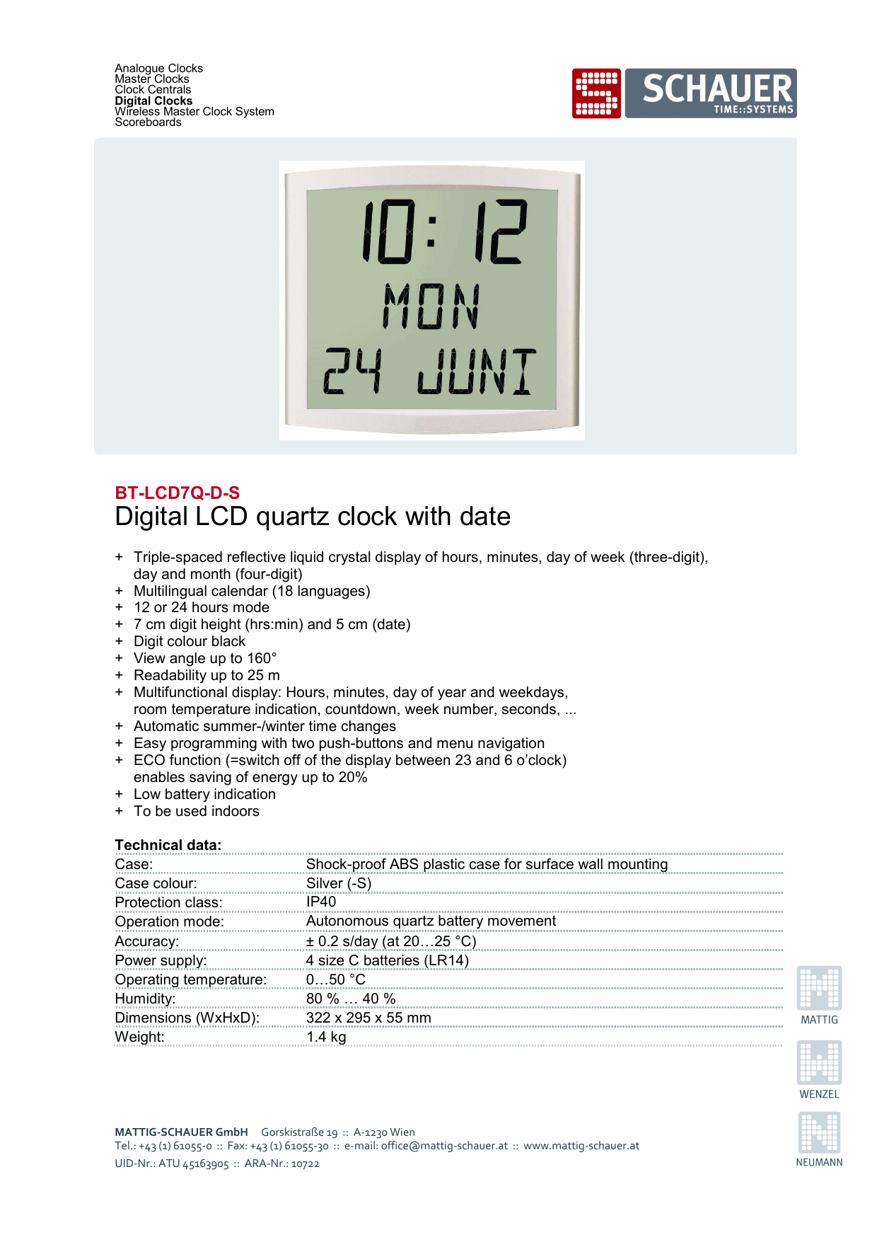 Digital Lcd Quartz Clock With Date Mattig Manualzz