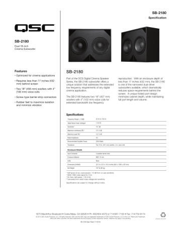 QSC SB 2180 Spec sheet Manualzz