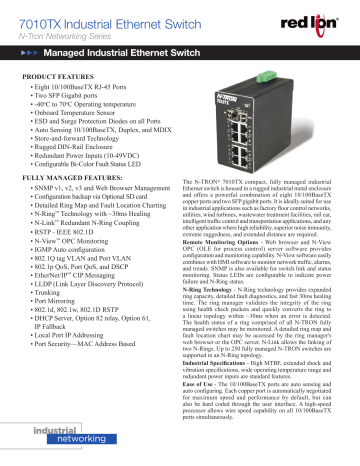 N-Tron 7010TX Managed Ethernet Data Sheet | Manualzz