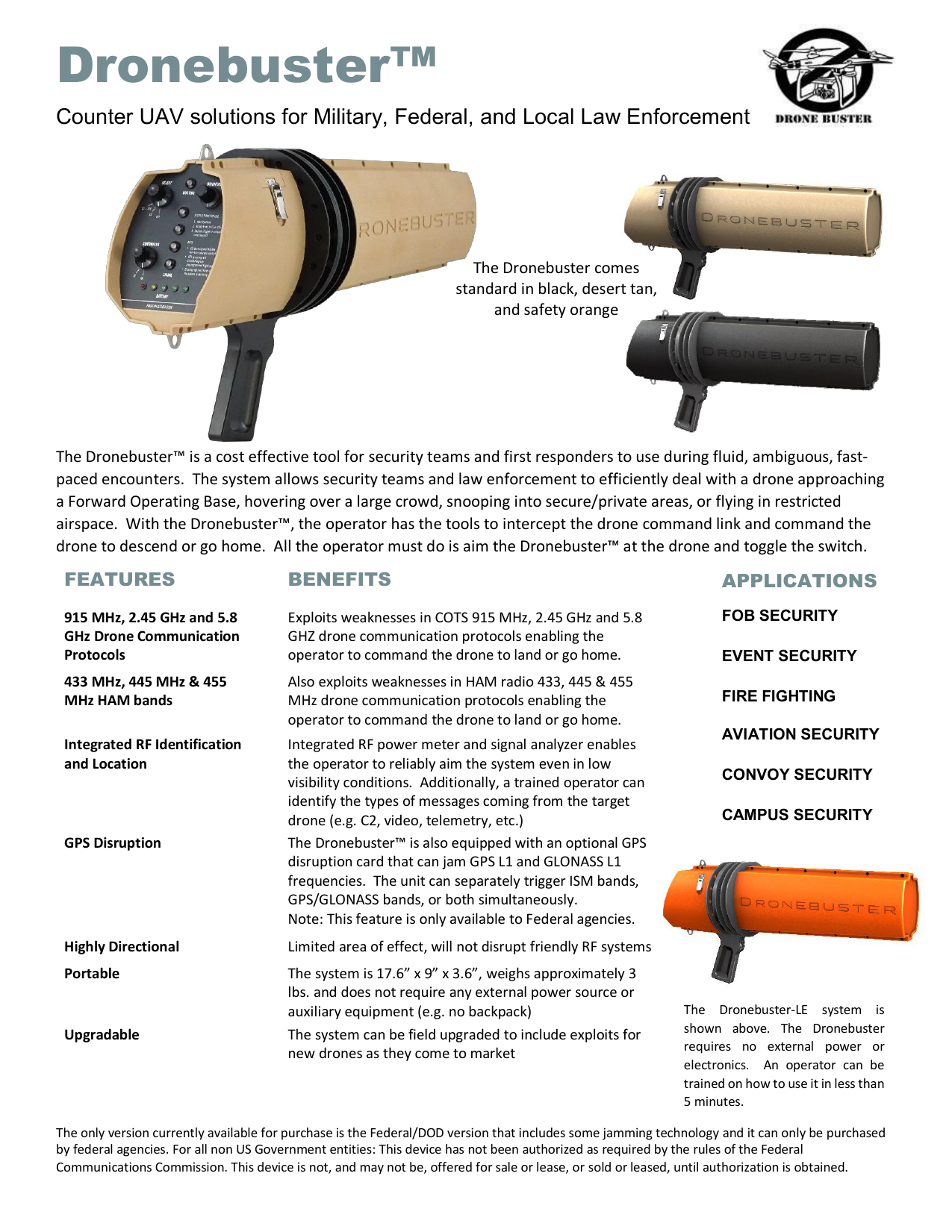 Dronebuster - Vector Solutions | Manualzz