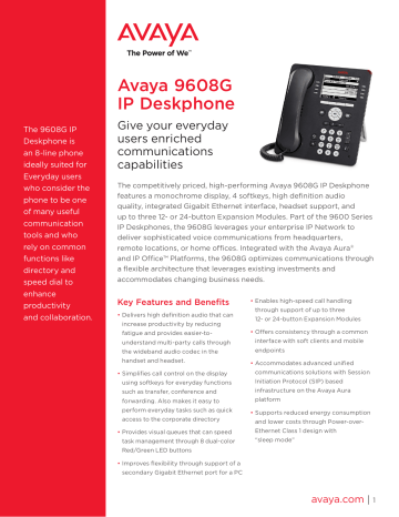 Avaya 9608G IP Deskphone | Manualzz
