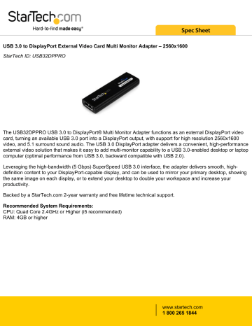 USB 3.0 to DisplayPort External Video Card Multi Monitor Adapter | Manualzz