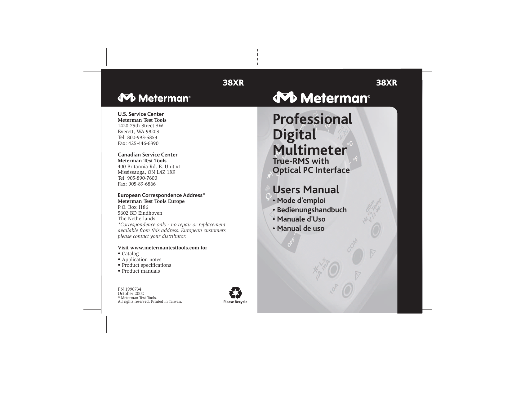 Wavetek 38XR Professional Digital Multimeter Owner's Manual Manualzz