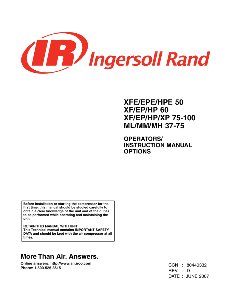 Warning Ingersoll Rand Manualzz