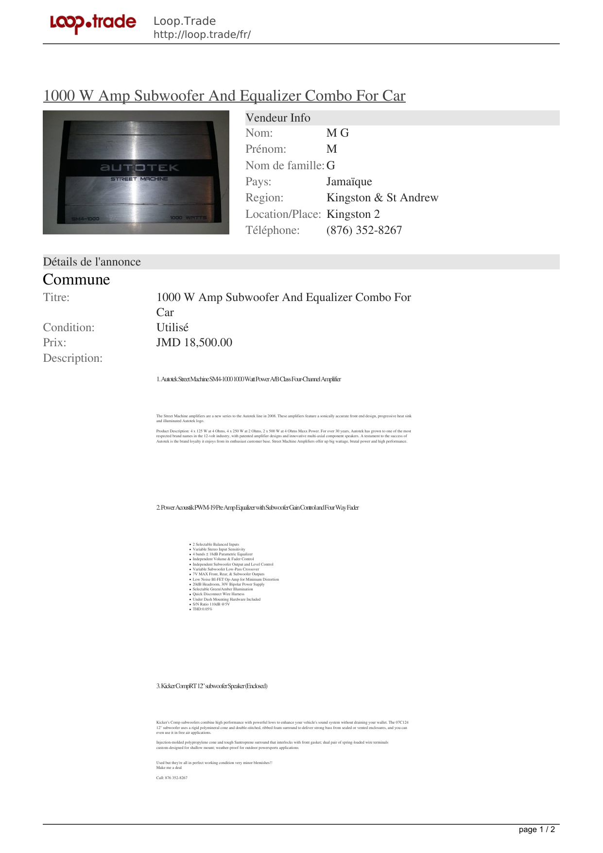 autotek street machine subwoofer