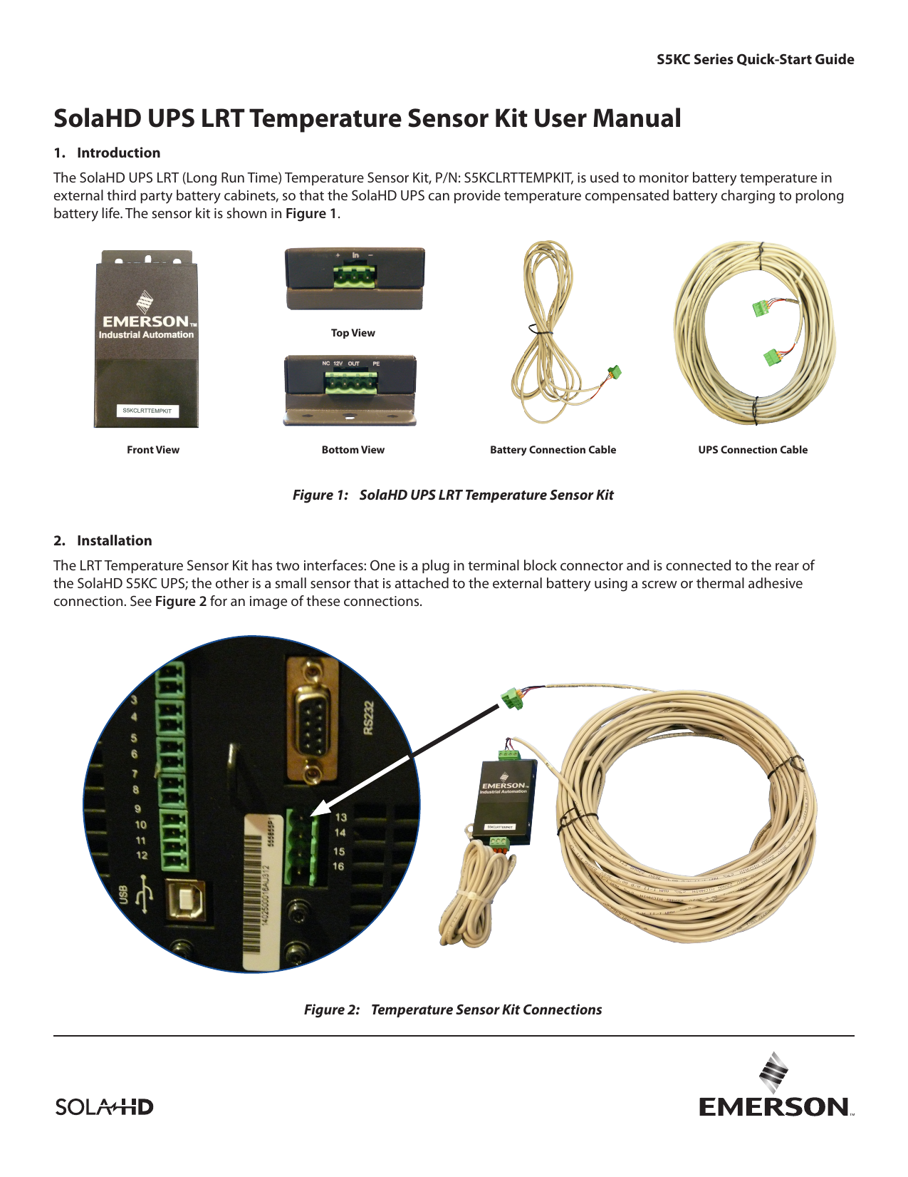 Solahd Ups Lrt Temperature Sensor Kit User Manual Manualzz