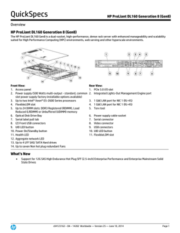 HP ProLiant DL160 Generation 8 (Gen8) | Manualzz