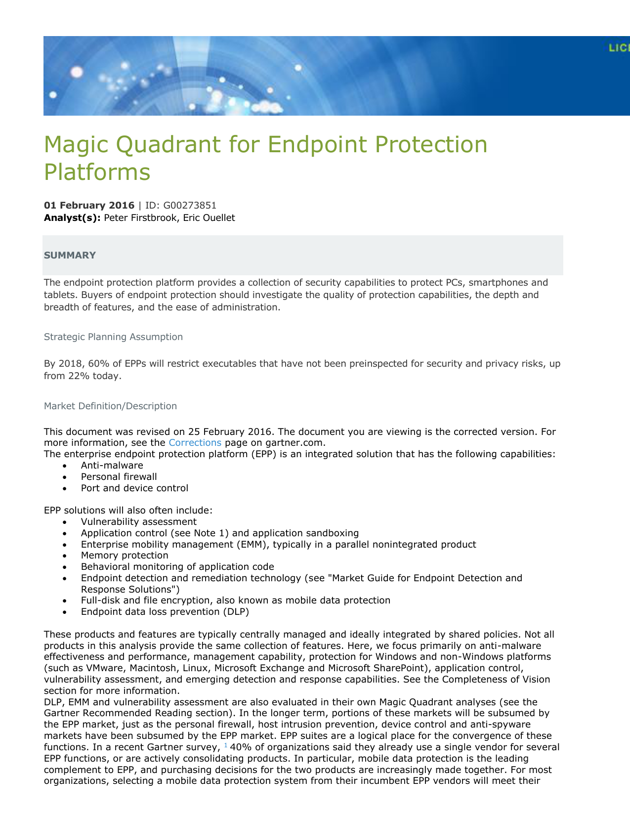 Magic Quadrant For Endpoint Protection Platforms Manualzz