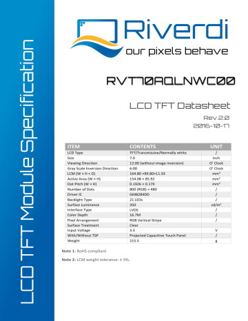 tft lcd module specification brands