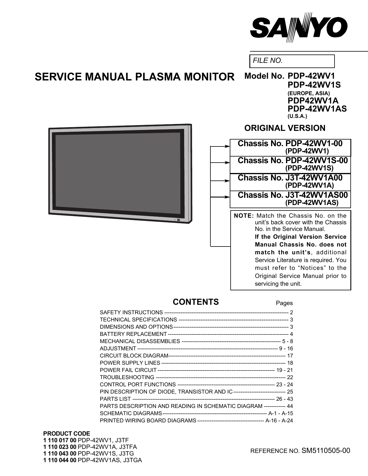Sanyo Pdp 42wv1 Service Manual What S Manualzz