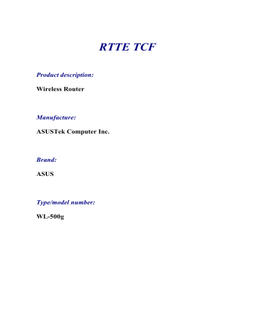 RTTE TCF | Manualzz