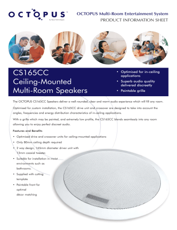 CS165CC Ceiling-Mounted Multi-Room Speakers | Manualzz