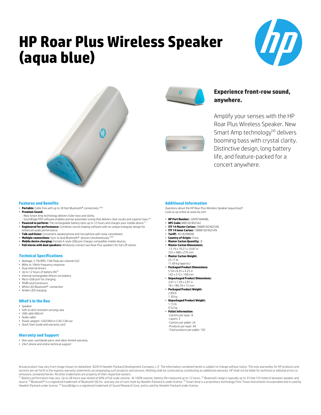 hp roar plus wireless speaker