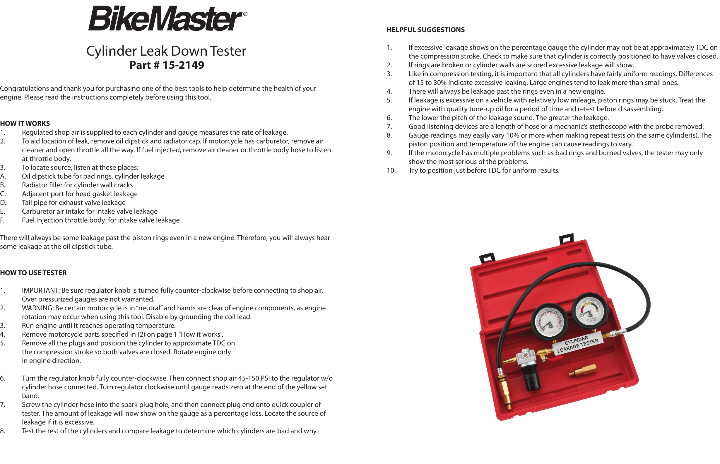 Cylinder Leak Down Tester | Manualzz