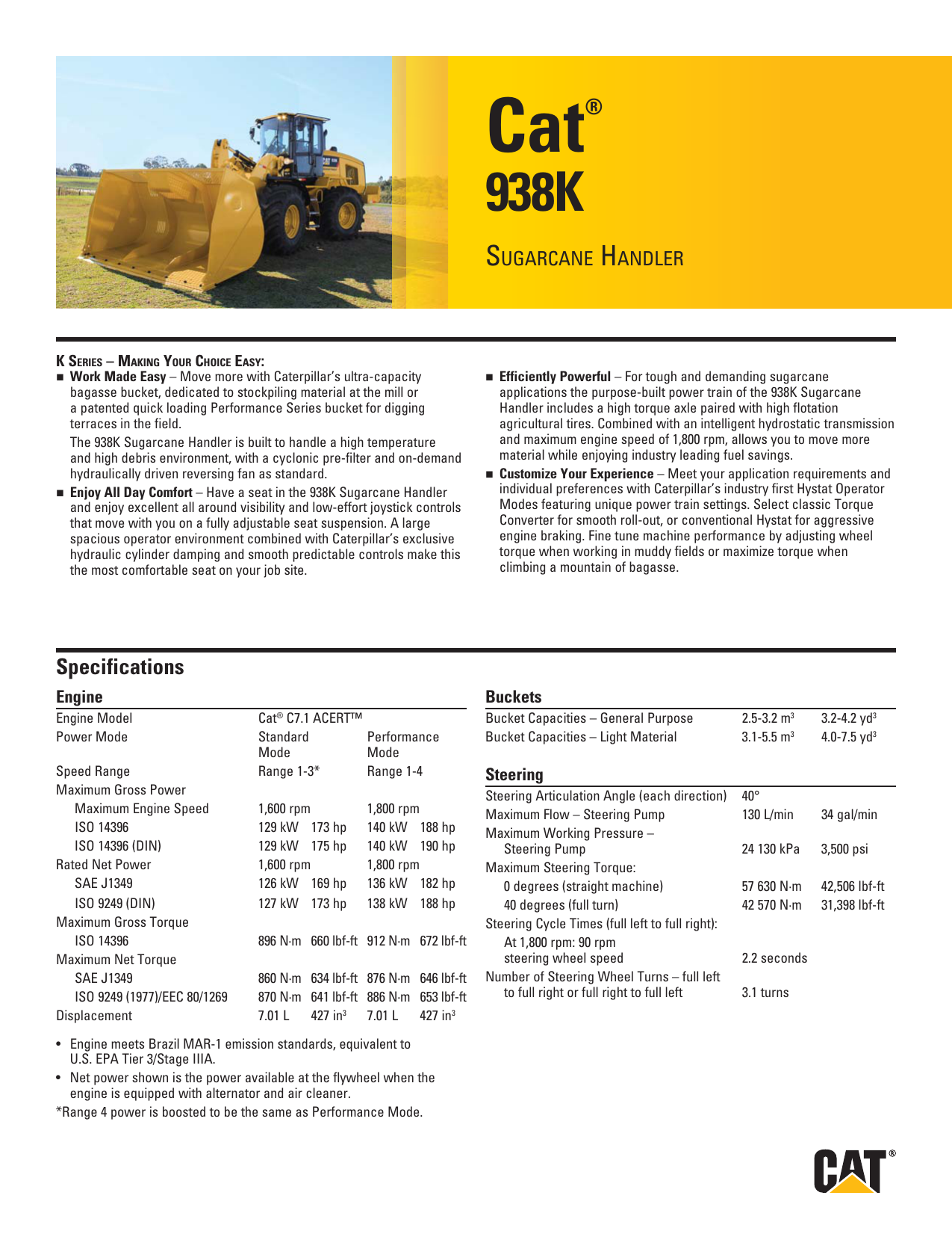 Small Specalog For Cat 938k Sugarcane Handler Aehq8046 00 Manualzz