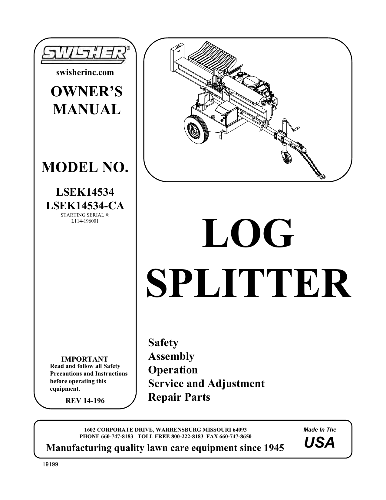 Log Splitters Direct Manualzz