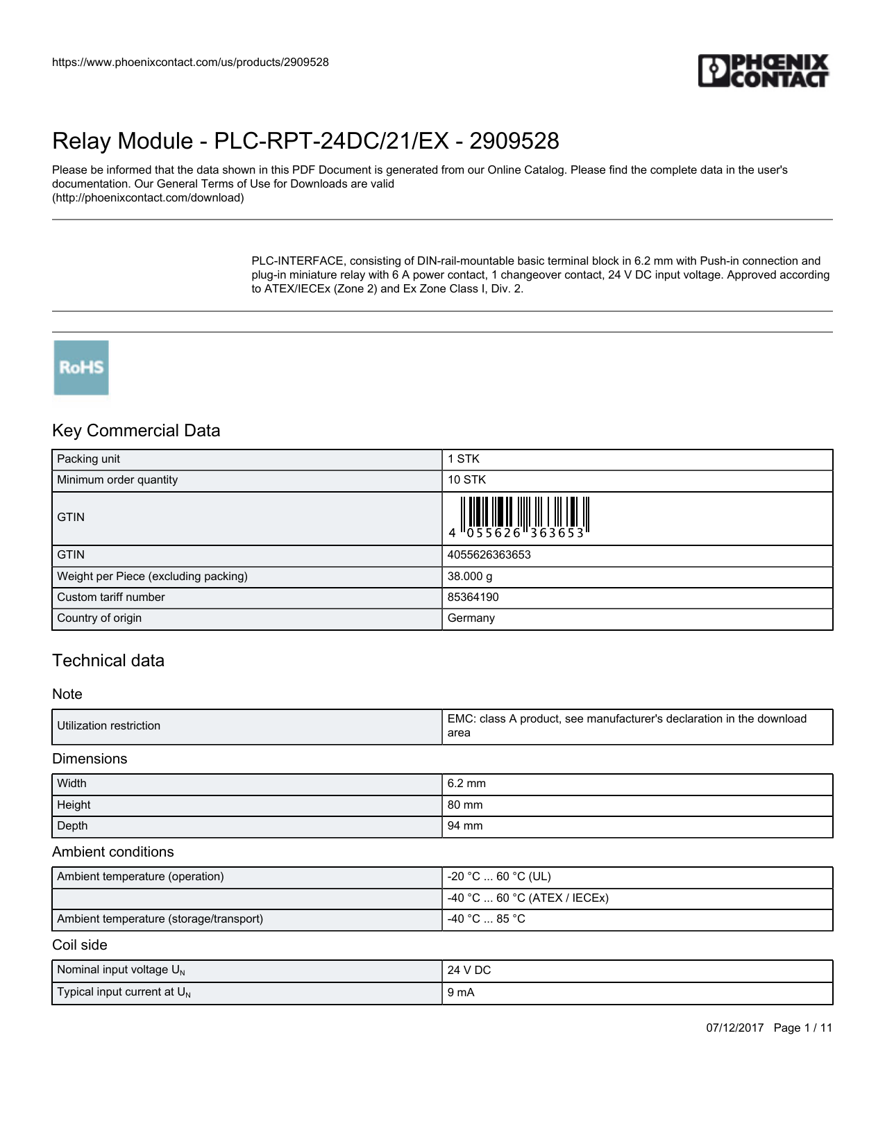 Relay Module Plc Rpt 24dc 21 Ex 2909528 Manualzz