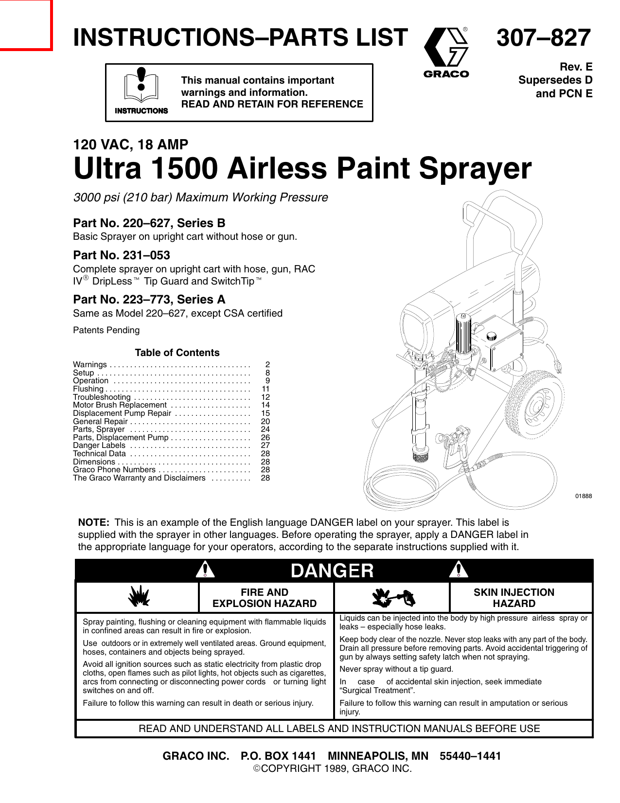 graco 1500 paint sprayer