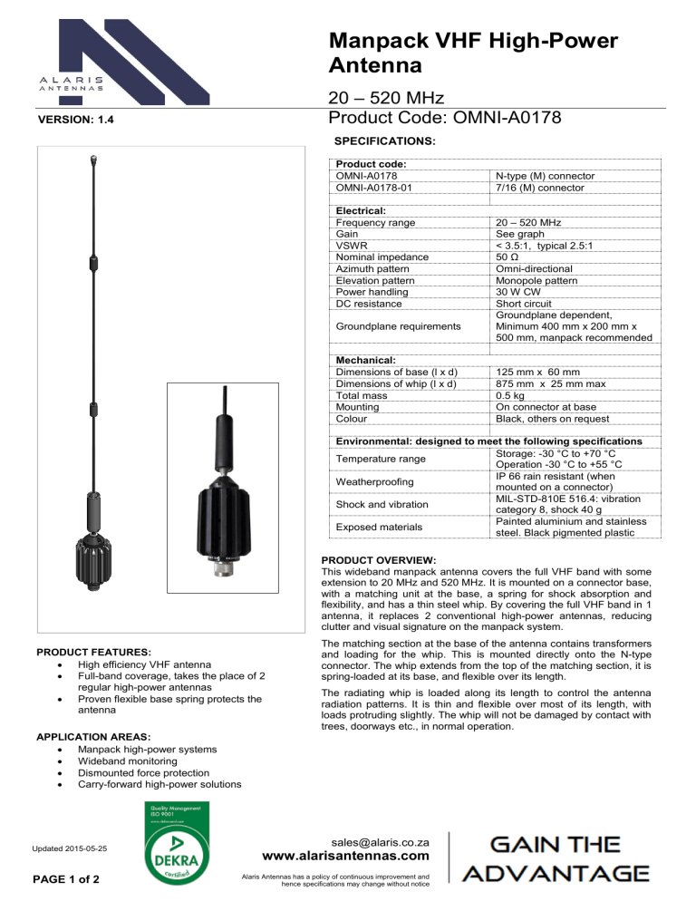 Manpack Vhf High Power Antenna Manualzz