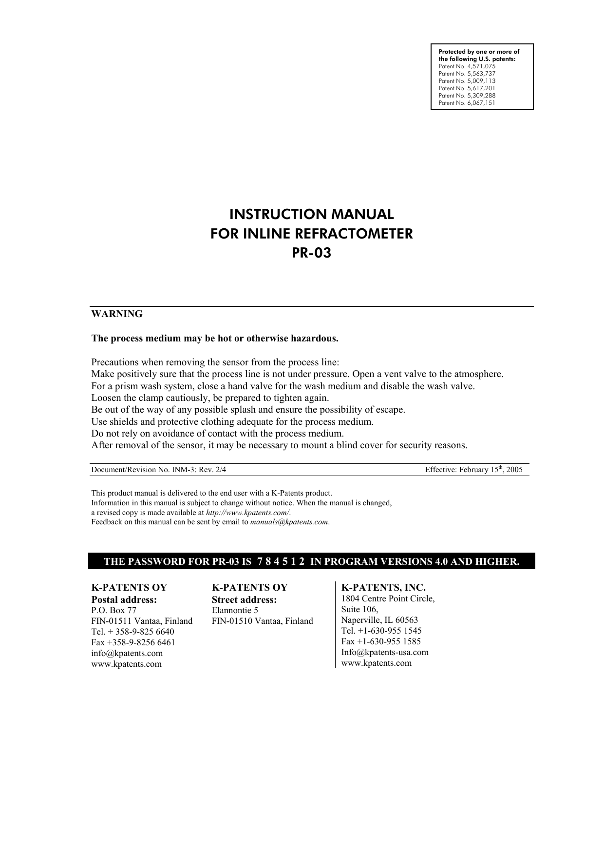 instruction manual for inline refractometer pr03 Manualzz
