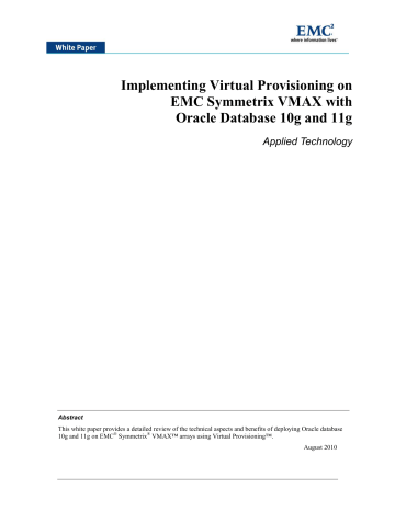 Implementing Virtual Provisioning on EMC Symmetrix VMAX with | Manualzz