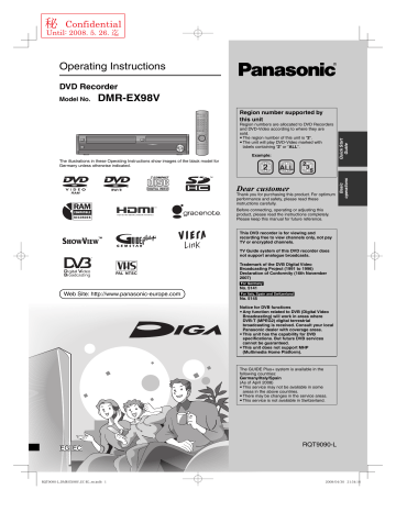 Panasonic Dmrex98v User Manual Manualzz