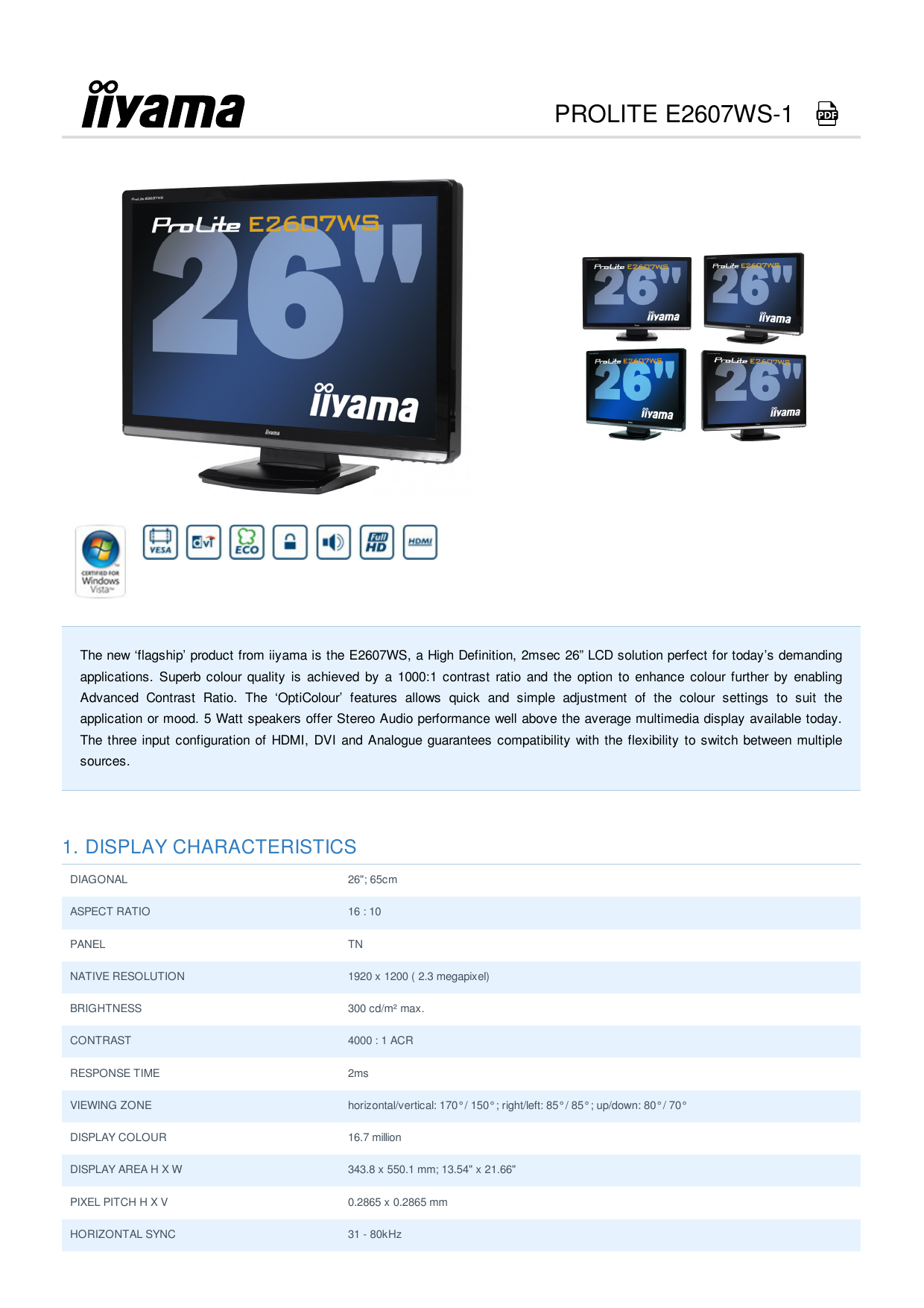 ProLite E2607WS-1 | Manualzz