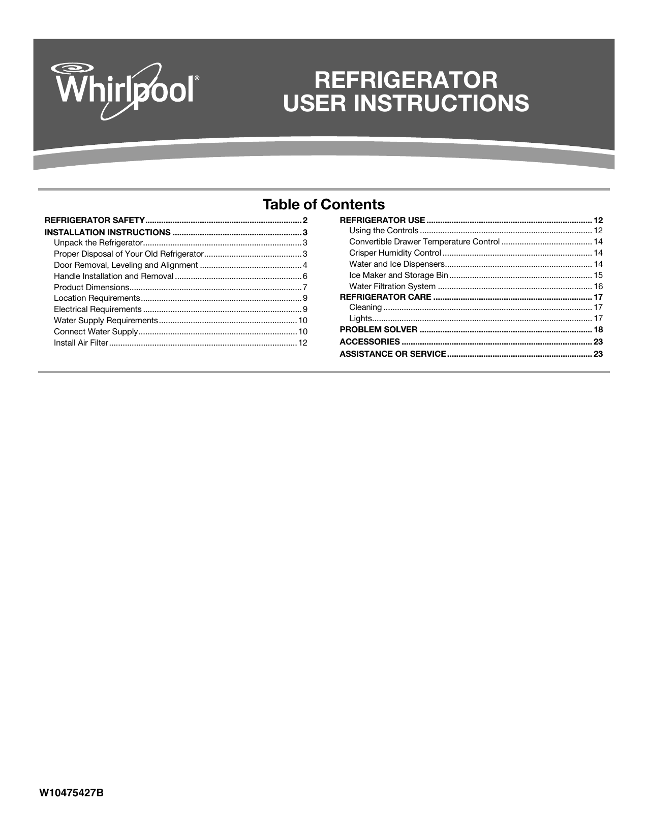 refrigerator user instructions | Manualzz