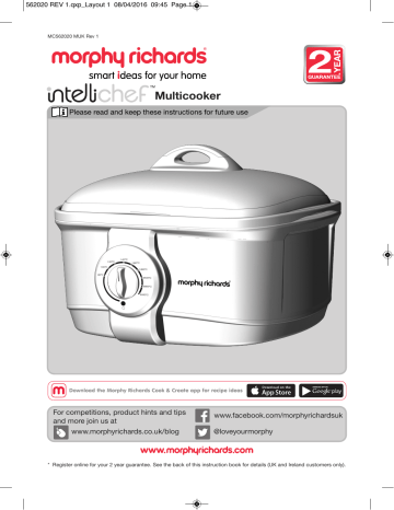 morphy richards 8 in 1 multi cooker instructions